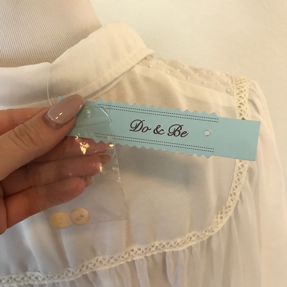 New w/Tags DO & BE SHEER WHITE BLOUSE - Picture 5 of 7